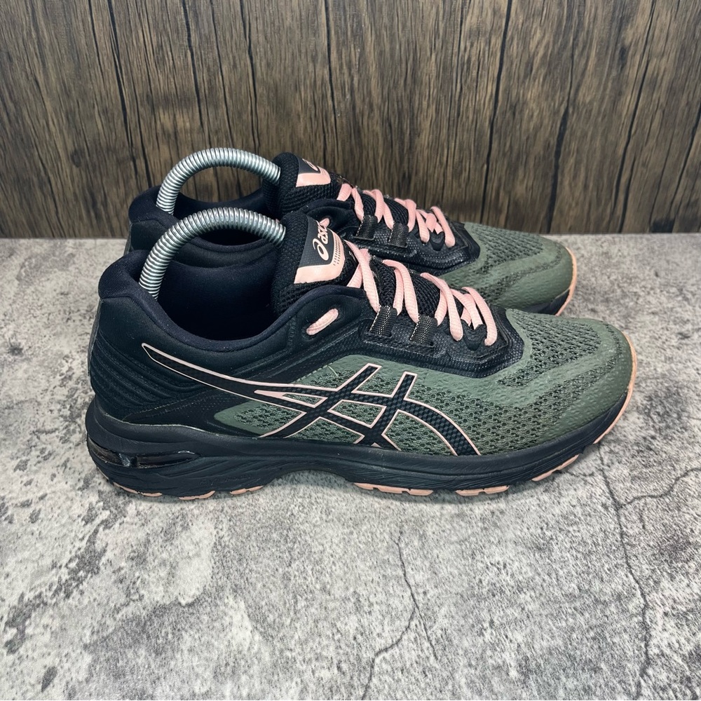 ASICS Womens GT-2000 6 Trail Green/Black/Coral Size 9.5